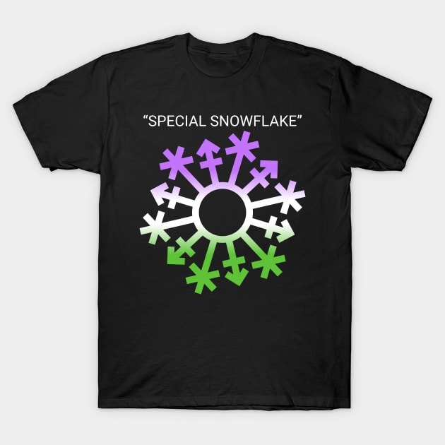 Gender "Special Snowflake" - Genderqueer Flag Colors T-Shirt by GenderConcepts